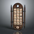 Building Blocks Designed Control Panel Featuring Circular Ends Brown Beige Icon Panels And Spiked Sides