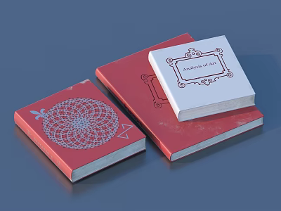 Artistic Red Cover Books White Magazine With Intricate Circular Pattern Decorative Lines And Border 3d model