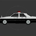 White Police Sedan With Red Siren Light And Alloy Wheels Design