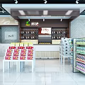 Supermarket General Merchandise Shelves Display Various Products in Bright Spacious Store Layout