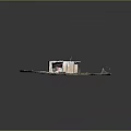 3D Model Of Damaged Brick Structure With Ruins Grass Debris And Water