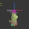 Detailed 3D Windmill Model With Tower Structure And Rotating Blades Design