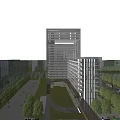 Modern Sustainable Office Building With Vertical Greenery Glass Facade And Surrounding Trees