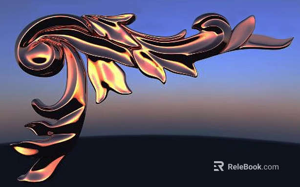 Intricate Metallic Carving With Scrolls And Leaf Patterns Against Gradient Sky Background 3d model 