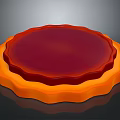 Appetizing Red Pie With Orange Scalloped Edge And Smooth Glossy Surface