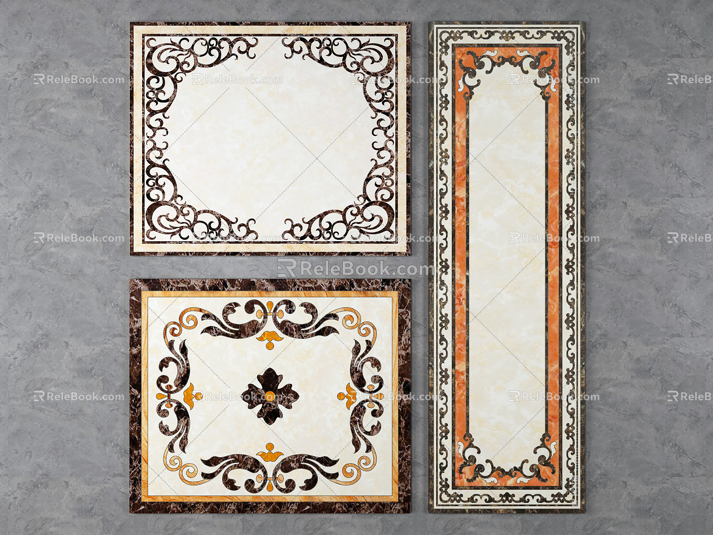 Jane European floor tile stone mosaic 3d model