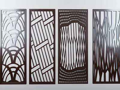 Modern Decorative Room Dividers With Intricate Carved Patterns And Artistic Designs 3d model
