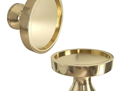 Sleek Golden Round Metal Handles with Smooth Surface for Modern Furniture and Cabinet 3d model