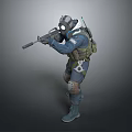 Tactical Military Soldier Character Wearing Helmet Goggles Backpack And Holding Rifle