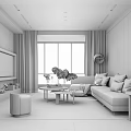 Modern Living Room Interior With Large Window L Shaped Sofa And TV Wall