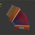 Red Accordion Musical Instrument With Wooden Body Bellows And Keys