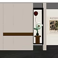 Modern Entryway Design With Beige Wall Panel Console Table Decorative Plant And Gray Marble Floor