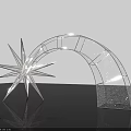 Sparkling Silver Art Installation Featuring Star Shape And Curved Arch With Reflection