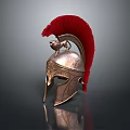 Ancient Greek Bronze Warrior Helmet With Red Plume And Animal Figure