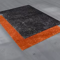 Two Black and Orange Square Rugs Overlapping on Gray Floor Surface 3d model