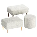 Light Colored Fabric Sofa Stools With Wooden Legs And Different Shapes 3d model