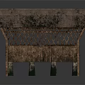 Ancient Architecture With Wooden Structured Roof Lattice Design And Stone Pier Base