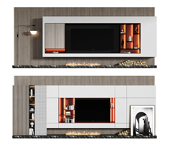 Modern TV background wall TV cabinet 3d model