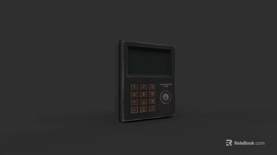 Black Industrial Control Panel With Display Screen And Numeric Keypad 3d model 