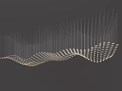 Modern Wave Shaped Chandelier With Slender Light Strips Warm Yellow Lights For Contemporary Interior Decoration 3d model