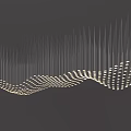 Modern Wave Shaped Chandelier With Slender Light Strips Warm Yellow Lights For Contemporary Interior Decoration