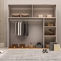 Modern Wardrobe Storage Design With Hanging Clothes Shelves Storage Boxes And Shoes