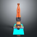 Fitness Yoga Exercise Scene With Blue Mat And Person Doing Handstand