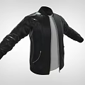 Black Leather Bomber Jacket With White T-shirt Underneath Zipper Front And Pockets