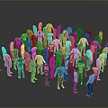 Various Colored Clothing Styles On 3D Characters Arranged In A Circle