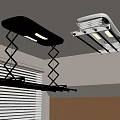 Indoor Black And White Ceiling Mounted Drying Racks With Lights Near Window