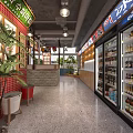 Traditional Style Restaurant Interior With Colorful Chinese Character Signs Brick Walls And Wooden Furniture
