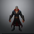 Fantasy 3D Character Model With White Hair Red Eyes Black Coat And Red Gloves