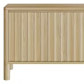 Light Wood Minimalist Modern Storage Cabinets With Vertical Slats Design