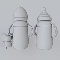 Ceramic Baby Bottles With Colorful Handles Measurement Scale And Cute Mouse Toy