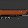 Orange MEILLER Dump Truck with Black Tarp Cover and Multi Wheel Trailer Design
