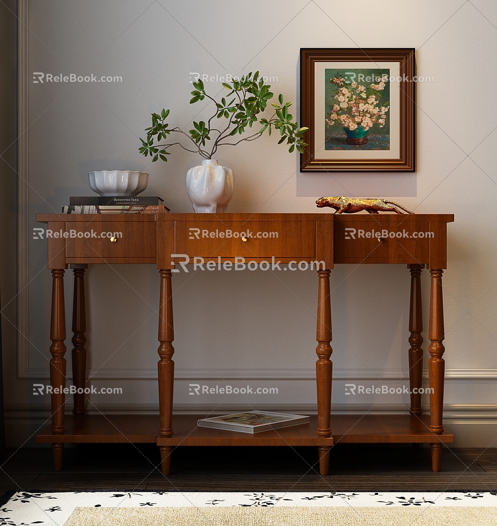 American Style End View Table American Style Entrance Cabinet American Style Decorative Cabinet Decorative Painting American Style Bucket Cabinet 3d model