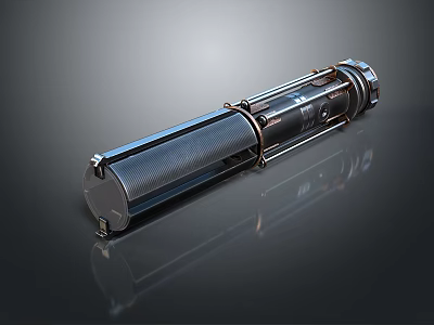 Futuristic Sci-Fi Weapon With Tubular Metallic Design And Carbon Fiber Texture 3d model