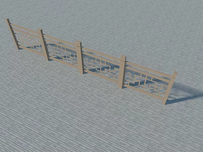 Wooden Fence With Geometric Pattern Design For Outdoor Gray Paved Ground 3d model