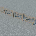 Wooden Fence With Geometric Pattern Design For Outdoor Gray Paved Ground