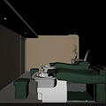 Modern Club Interior With Green Massage Beds Soft Lighting And Plants