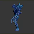 Blue Glowing Creature Character With Armor Like Structure Long Limbs And Claws