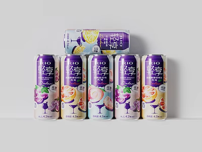 Qingxiang Fruit Flavored Beverage Cans Featuring Grape Orange Flavors And Modern Purple Packaging 3d model