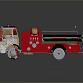 Vibrant Red Fire Truck Model With Ladder Hose And Green Accents