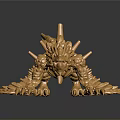 Golden Dragon Sculpture With Intricate Mechanical Design Detailed Wings And Claws