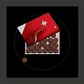 Red Decorative Open Box Filled With Chocolate Truffles On Dark Surface 3d model