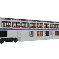 Amtrak Double Decker Train Exterior Featuring Silver Color And Stripes 3d model