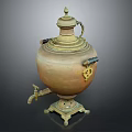 Vintage Copper Samovar With Decorative Lid Handle And Ornate Base