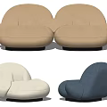 Modern Rounded Design Single Sofa in Beige White and Blue Comfortable Fabric 3d model