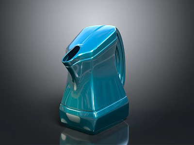 Sleek Blue Modern Water Kettle With Glossy Surface And Ergonomic Handle 3d model