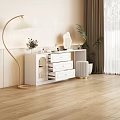 White Modern Bedroom Dresser With Drawers Cabinet Stool Floor Lamp And Plants